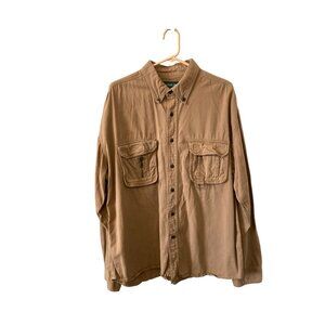 Natures Own Collection Mens Khaki Button-Up Shirt XL Long Sleeve Cotton